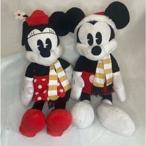 DISNEY MICKEY/MINNIE MOUSE CHRISTMAS SANTA 20" PLUSH DOLLS